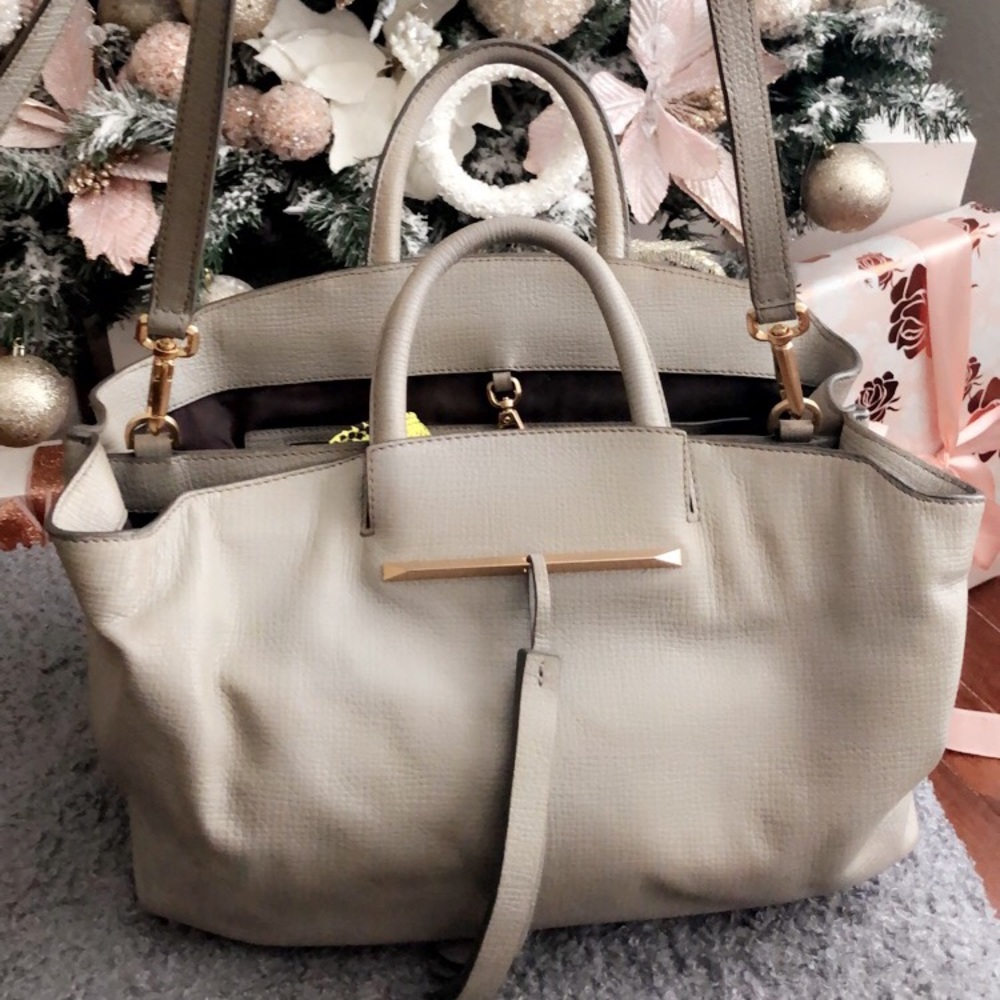 Brian Atwood gray leather tote bag